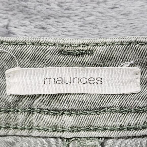 Maurices Pants Womens 15/16 Green Khaki Side Striped Chino Mid Rise Ankle Preppy - Picture 5 of 12